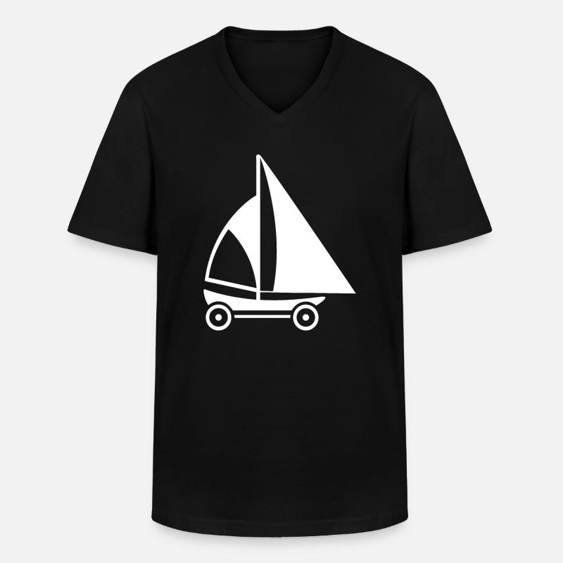 Navigazione in barca a vela sulla sabbia - Maglietta da uomo classica con scollo a V - nero