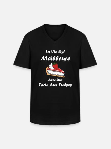 Tarte aux fraises - T-shirt col V Homme - noir