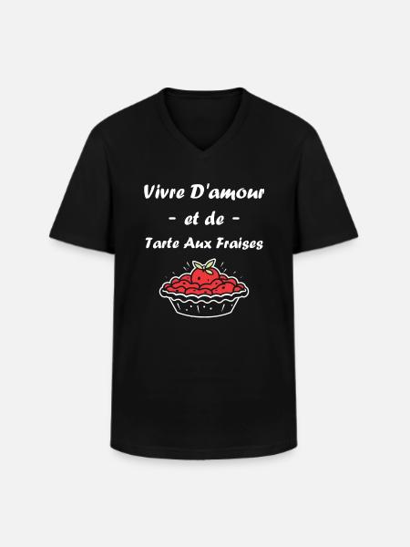 Tarte aux fraises - T-shirt col V Homme - noir