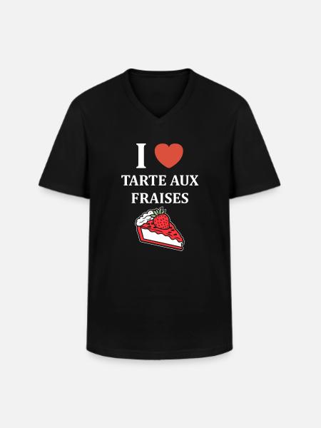 Tarte aux fraises - T-shirt col V Homme - noir