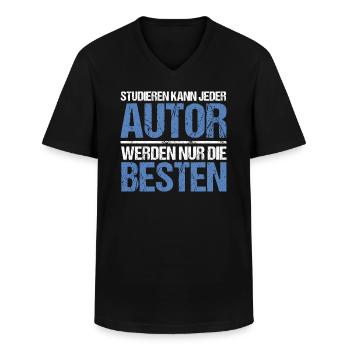 Anyone can study - Author Edition - Men's V-Neck T-Shirt - black - Front - AI Model Male 178 dark (178cm)