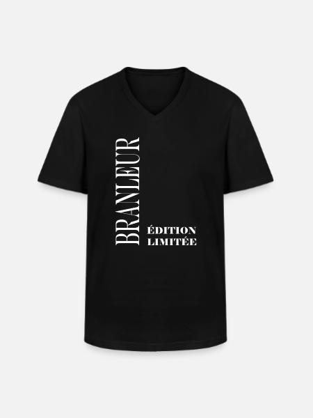 branleur - T-shirt col V Homme - noir