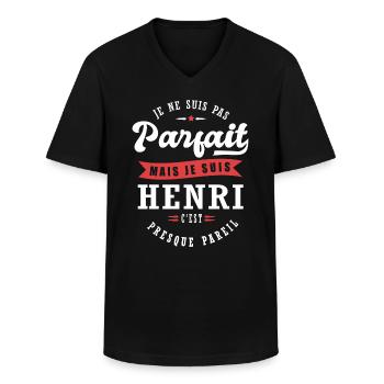 Henri Parfait Cadeau prenom henri - T-shirt col V Homme - noir - Devant - AI Model Male 178 dark (178cm)