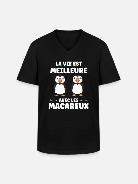 macareux - T-shirt col V Homme - noir