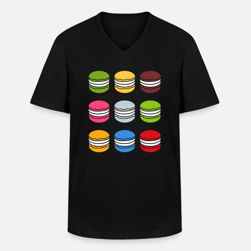 Macarons - Männer-T-Shirt mit V-Ausschnitt - Schwarz