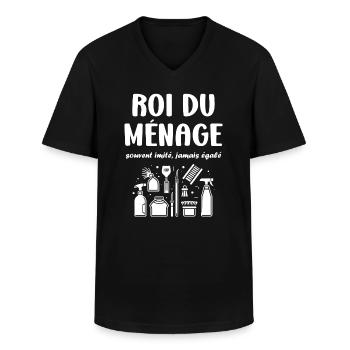 Humour faire le ménage - T-shirt col V Homme - noir - Devant - AI Model Male 178 dark (178cm)