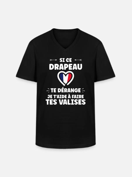 patriote drapeau france - T-shirt col V Homme - noir