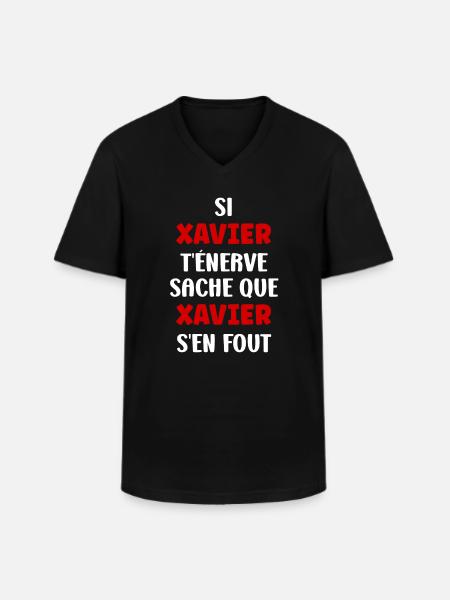 Xavier - T-shirt col V Homme - noir