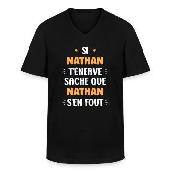 Nathan - T-shirt col V Homme - noir - Devant - AI Model Male 178 dark (178cm)