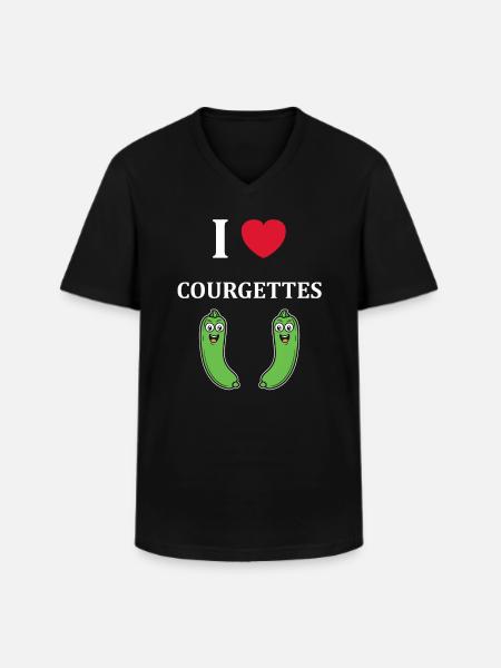 courgette - T-shirt col V Homme - noir