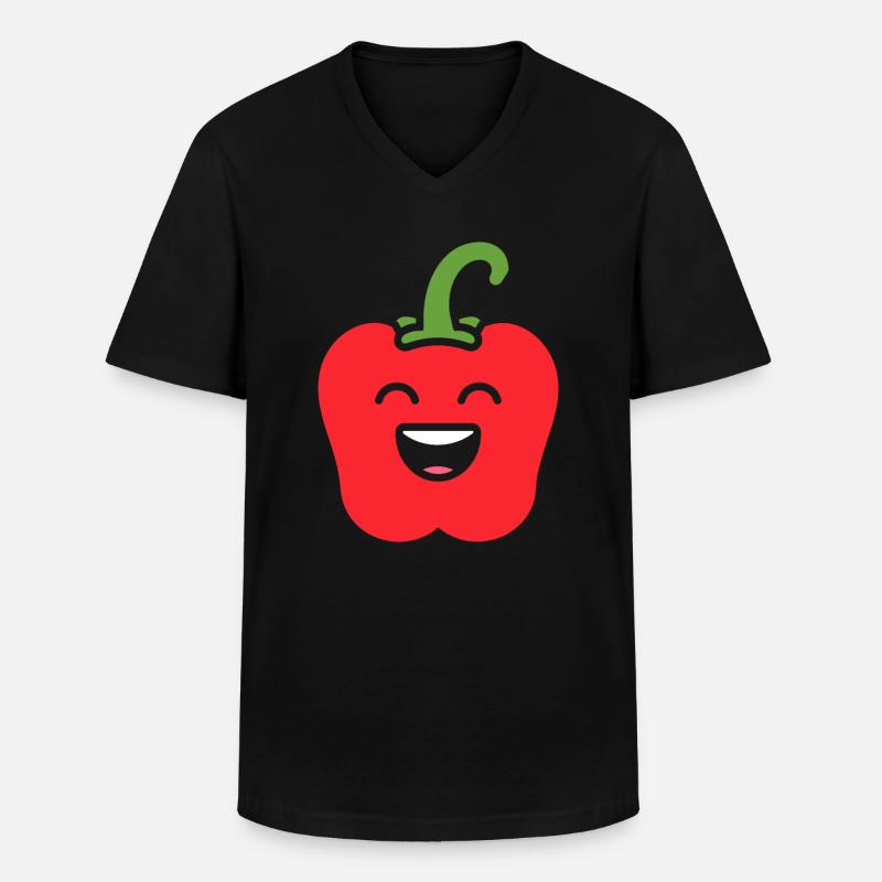 Pfeffer - Männer-T-Shirt mit V-Ausschnitt - Schwarz