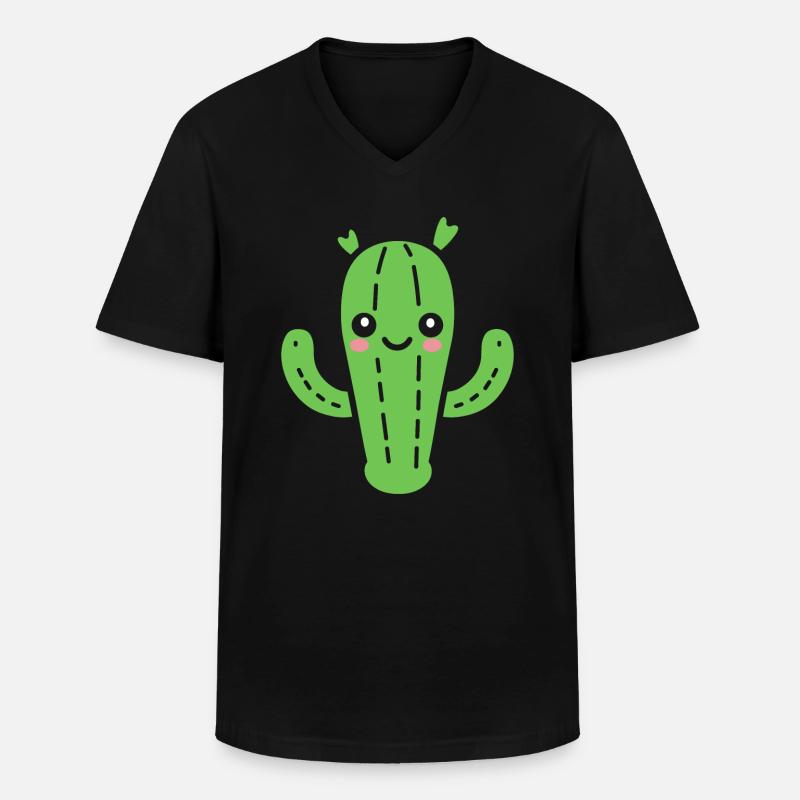 Kaktus - Männer-T-Shirt mit V-Ausschnitt - Schwarz