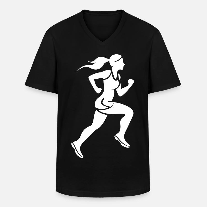 Läuferin - Männer-T-Shirt mit V-Ausschnitt - Schwarz
