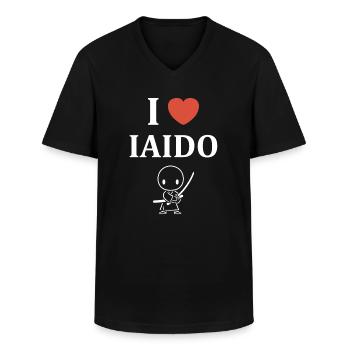 iaido - Men's V-Neck T-Shirt - black - Front - AI Model Male 178 dark (178cm)