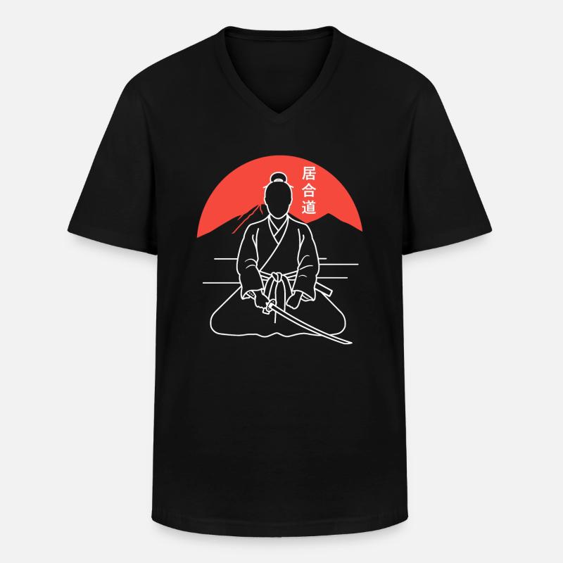 iaido - Männer-T-Shirt mit V-Ausschnitt - Schwarz