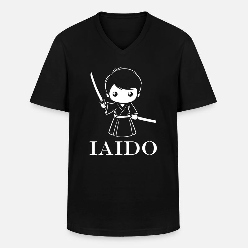 iaido - Männer-T-Shirt mit V-Ausschnitt - Schwarz