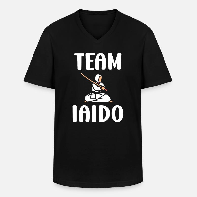 iaido - Männer-T-Shirt mit V-Ausschnitt - Schwarz