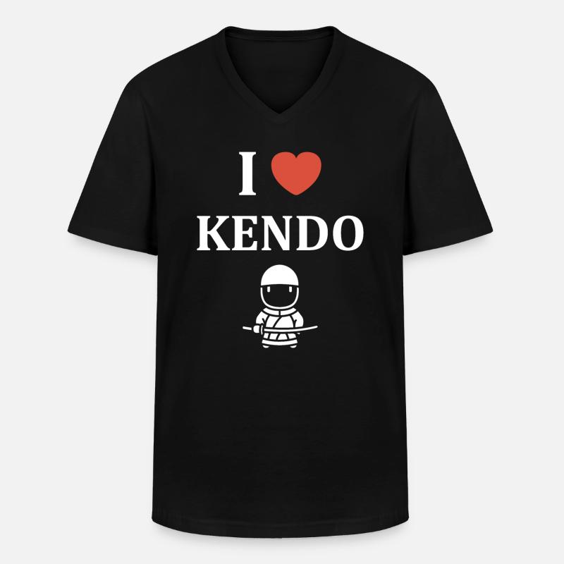 KENDO - Männer-T-Shirt mit V-Ausschnitt - Schwarz
