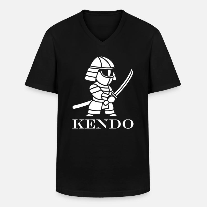 KENDO - Männer-T-Shirt mit V-Ausschnitt - Schwarz