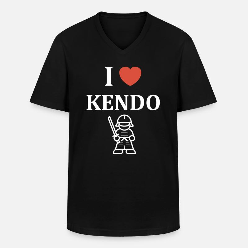 KENDO - Männer-T-Shirt mit V-Ausschnitt - Schwarz