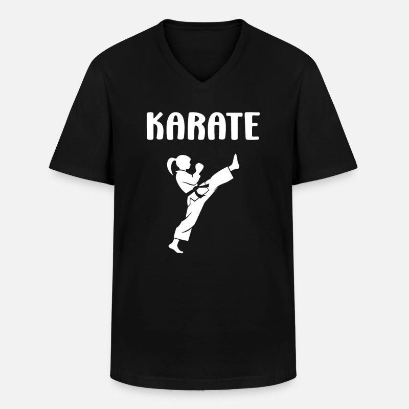 Karate - Männer-T-Shirt mit V-Ausschnitt - Schwarz