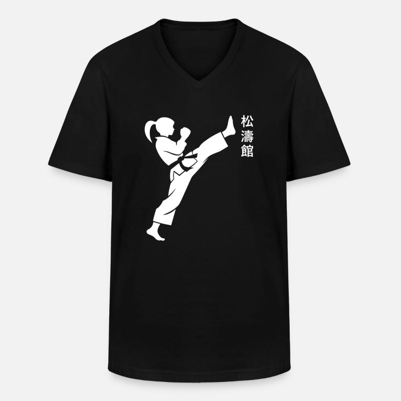 Karate - Männer-T-Shirt mit V-Ausschnitt - Schwarz