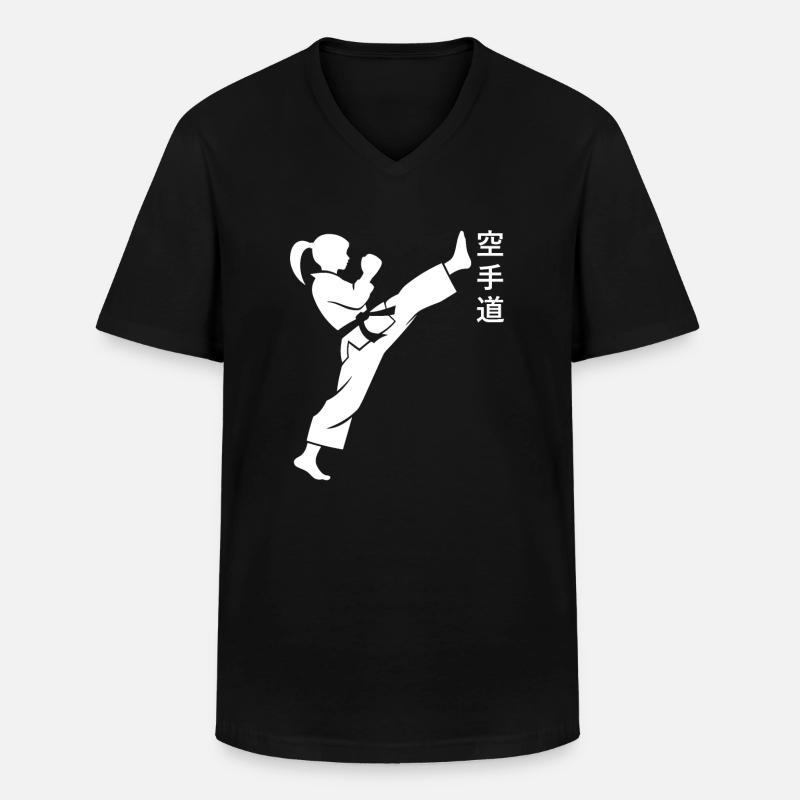 Karate - Männer-T-Shirt mit V-Ausschnitt - Schwarz