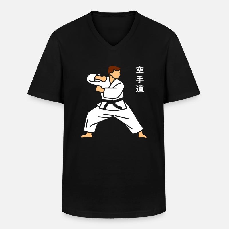 karatè - Maglietta da uomo classica con scollo a V - nero
