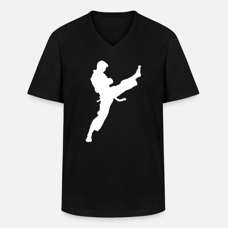 Karate - Männer-T-Shirt mit V-Ausschnitt - Schwarz