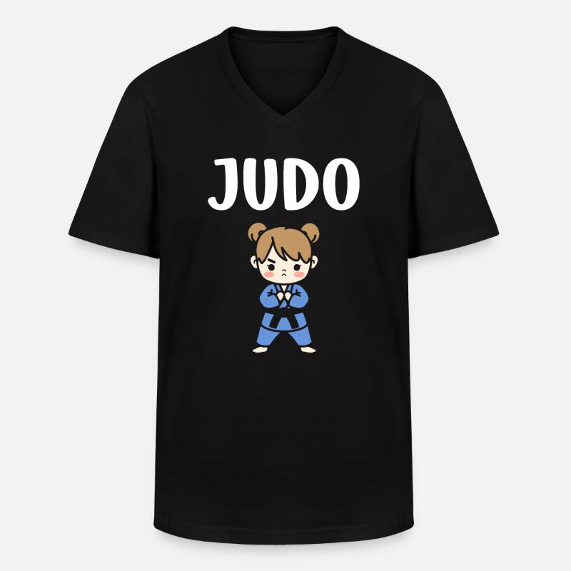 Judo - Männer-T-Shirt mit V-Ausschnitt - Schwarz