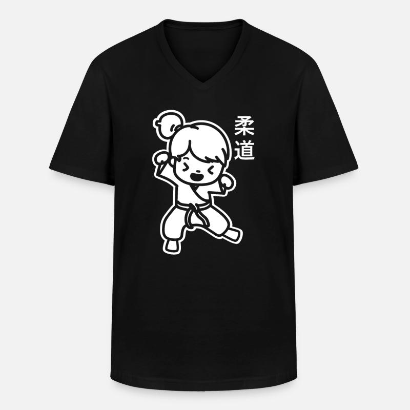 Judo - Männer-T-Shirt mit V-Ausschnitt - Schwarz