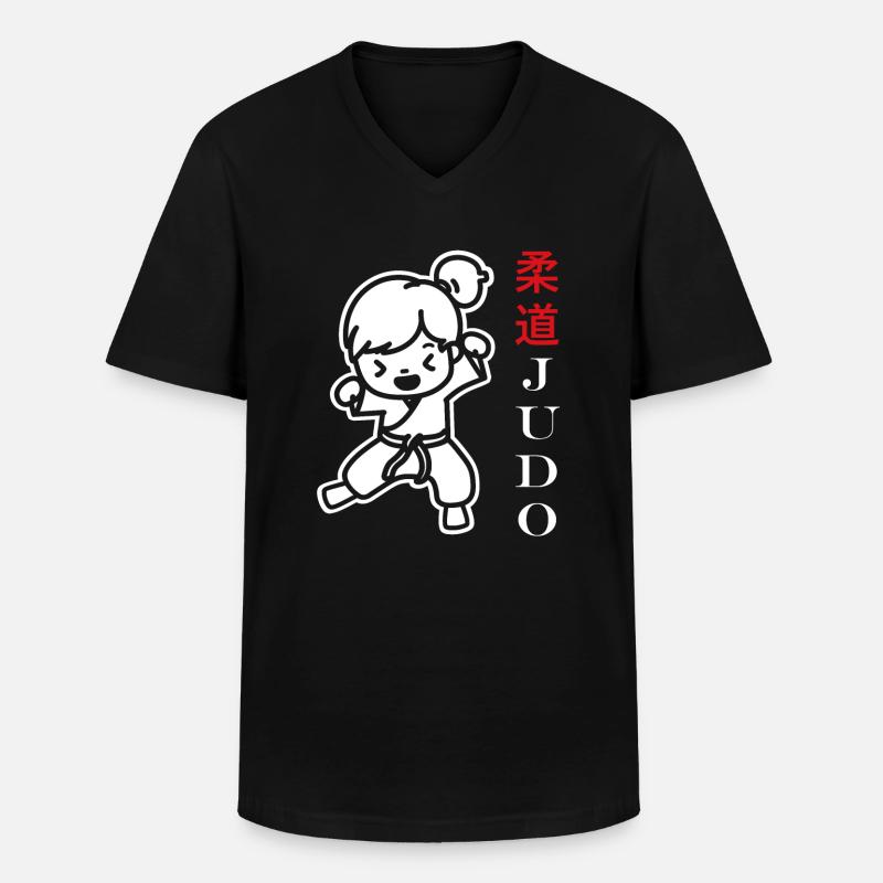 Judo - Männer-T-Shirt mit V-Ausschnitt - Schwarz