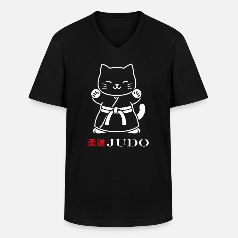 Judo - Männer-T-Shirt mit V-Ausschnitt - Schwarz