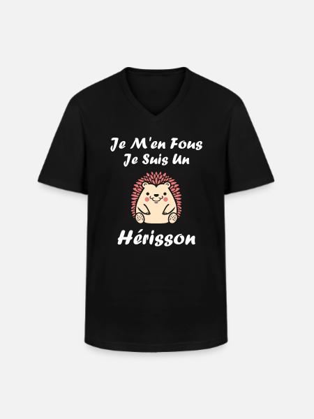 Humour hérisson - T-shirt col V Homme - noir