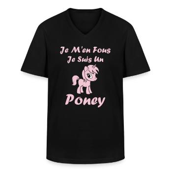 Humour poney - T-shirt col V Homme - noir - Devant - AI Model Male 178 dark (178cm)