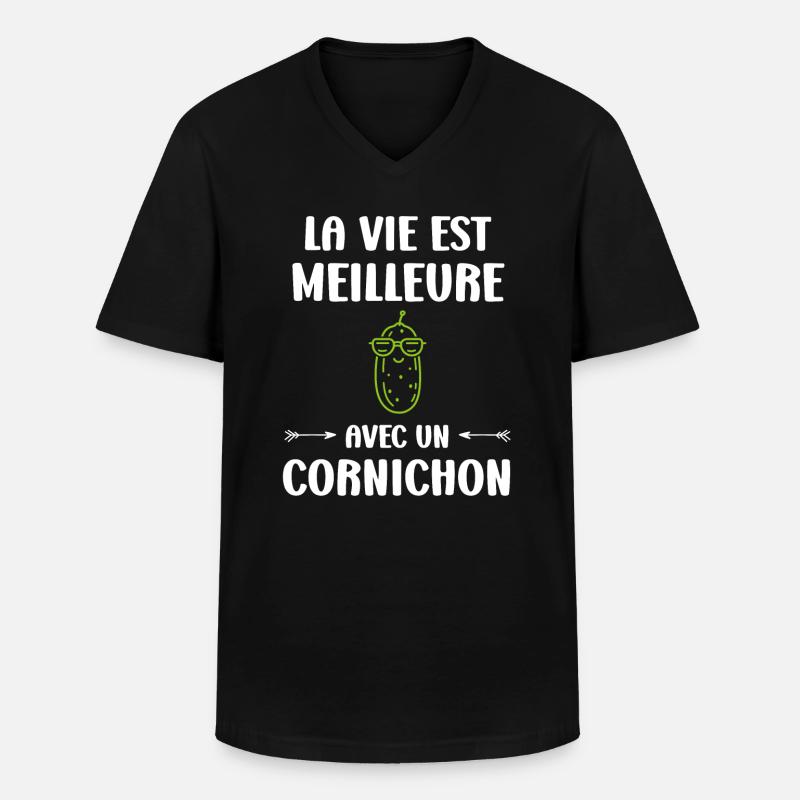 cornichon - T-shirt col V Homme - noir