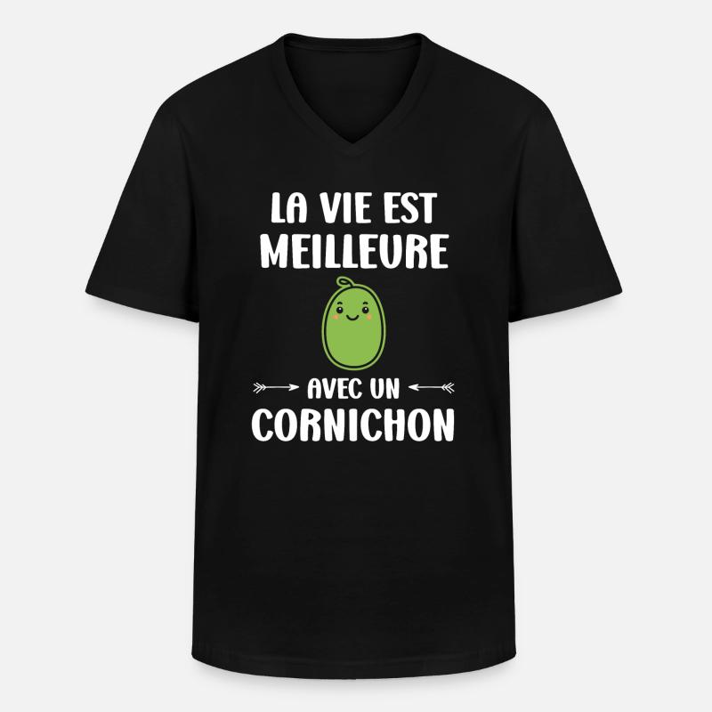 cornichon - T-shirt col V Homme - noir
