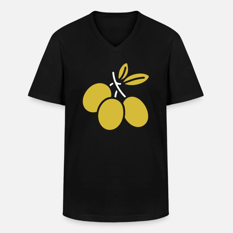 Olive - Männer-T-Shirt mit V-Ausschnitt - Schwarz