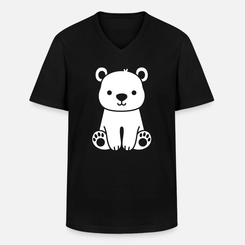Eisbär - Männer-T-Shirt mit V-Ausschnitt - Schwarz