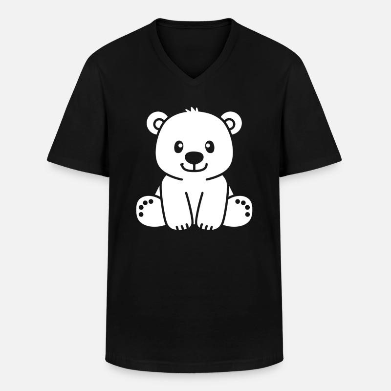 Eisbär - Männer-T-Shirt mit V-Ausschnitt - Schwarz