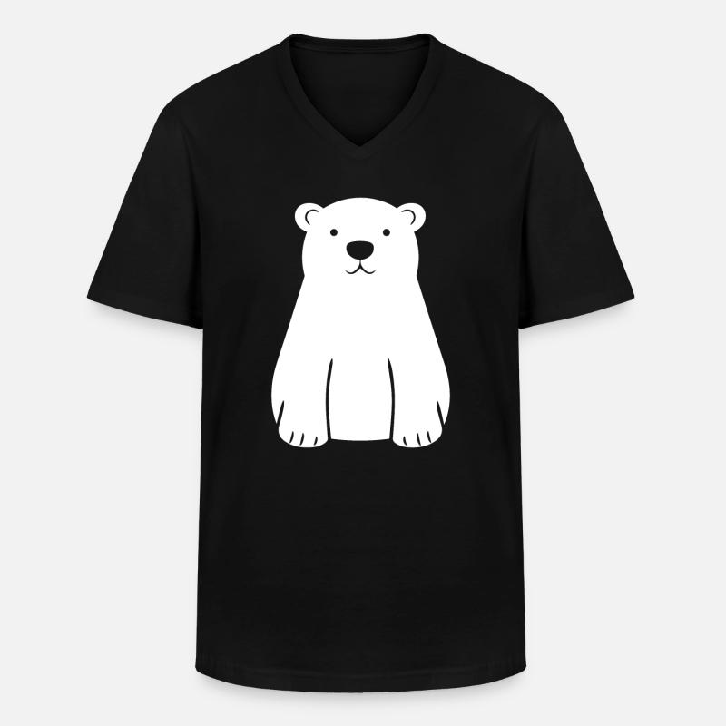 Eisbär - Männer-T-Shirt mit V-Ausschnitt - Schwarz