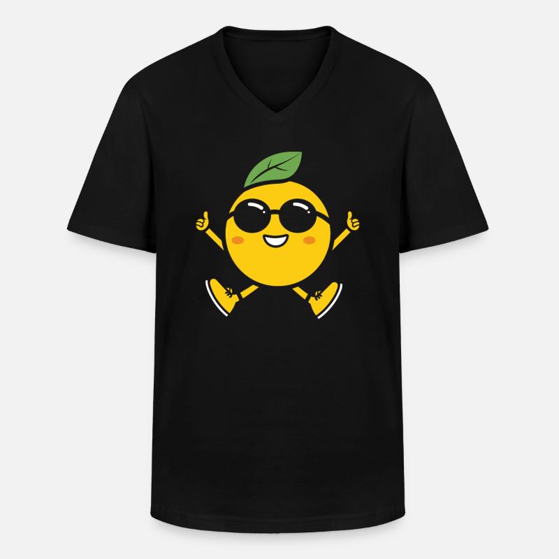 Zitrone - Männer-T-Shirt mit V-Ausschnitt - Schwarz