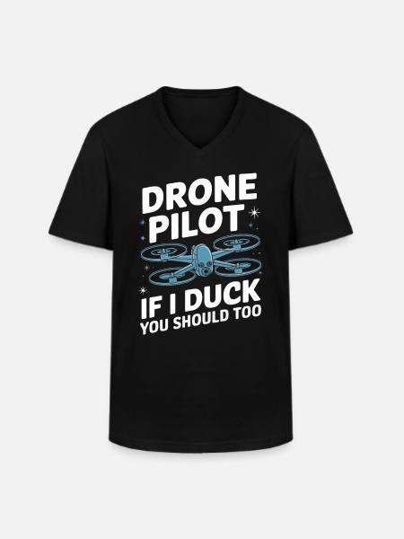 Dronen Pilot Quadrocopter Drone - Männer-T-Shirt mit V-Ausschnitt - Schwarz