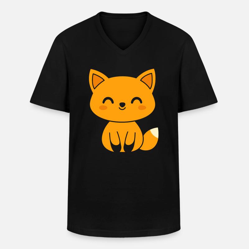 Fuchs - Männer-T-Shirt mit V-Ausschnitt - Schwarz