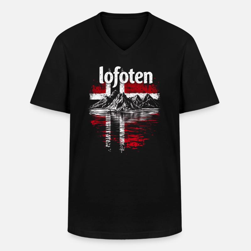 Lofoten Norwegen - Männer-T-Shirt mit V-Ausschnitt - Schwarz