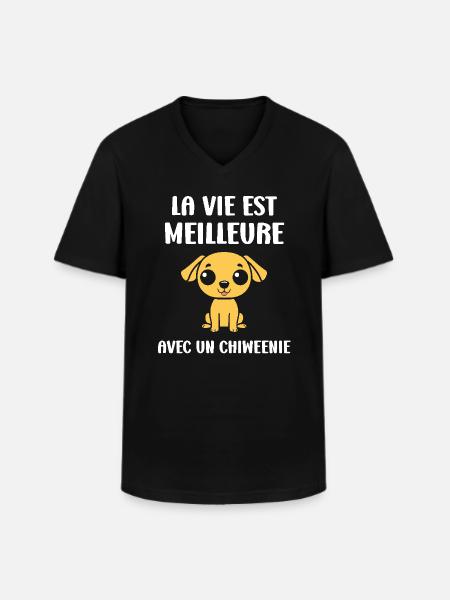 Chiweenie - T-shirt col V Homme - noir