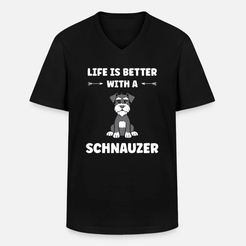 Schnauzer - Männer-T-Shirt mit V-Ausschnitt - Schwarz