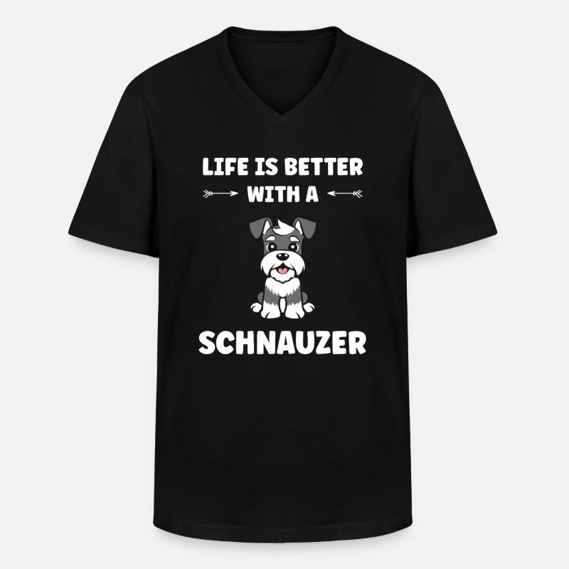 Schnauzer - Männer-T-Shirt mit V-Ausschnitt - Schwarz
