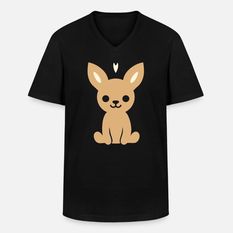 Reh - Männer-T-Shirt mit V-Ausschnitt - Schwarz