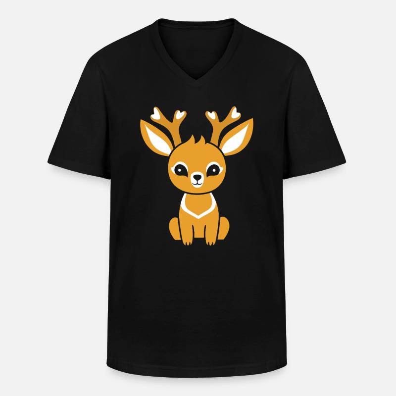 Reh - Männer-T-Shirt mit V-Ausschnitt - Schwarz